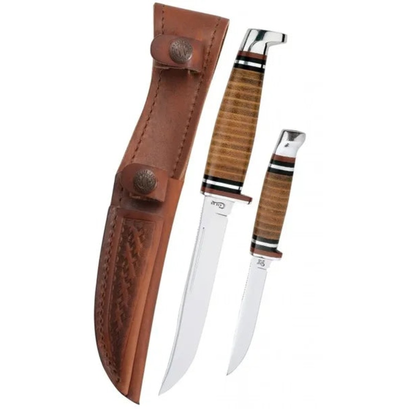 Case Leather Hunter Two Knife Hunting Set with Leather Sheath