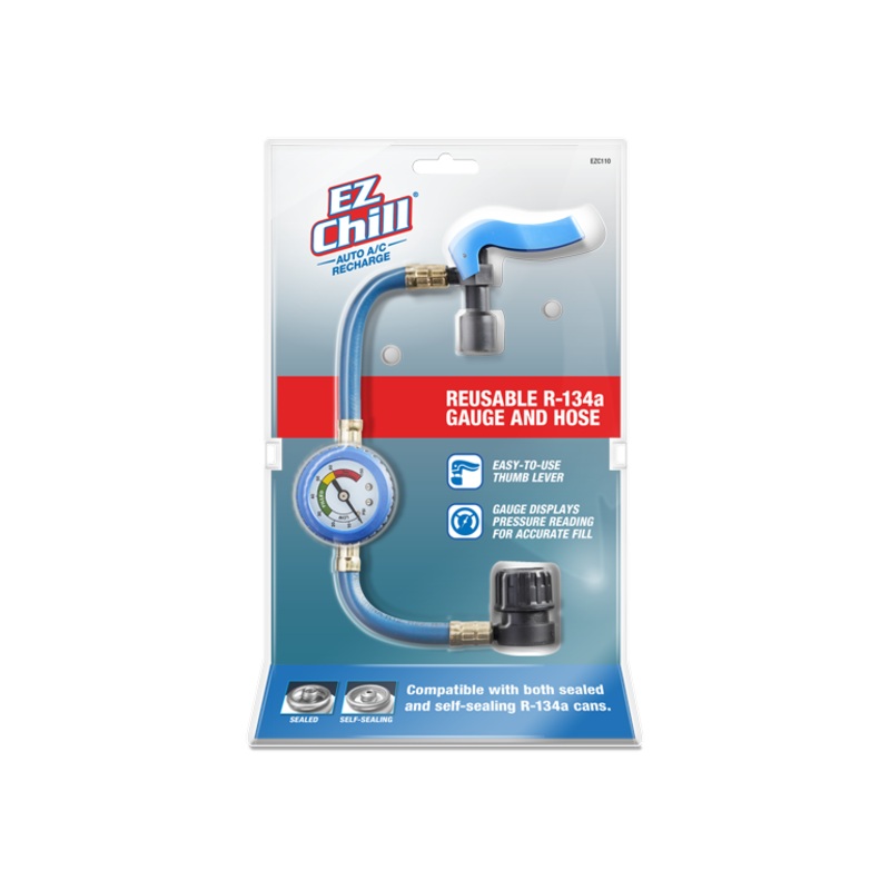 EZ Chill Auto A/C Recharge Reusable R-134a Gauge and Hose