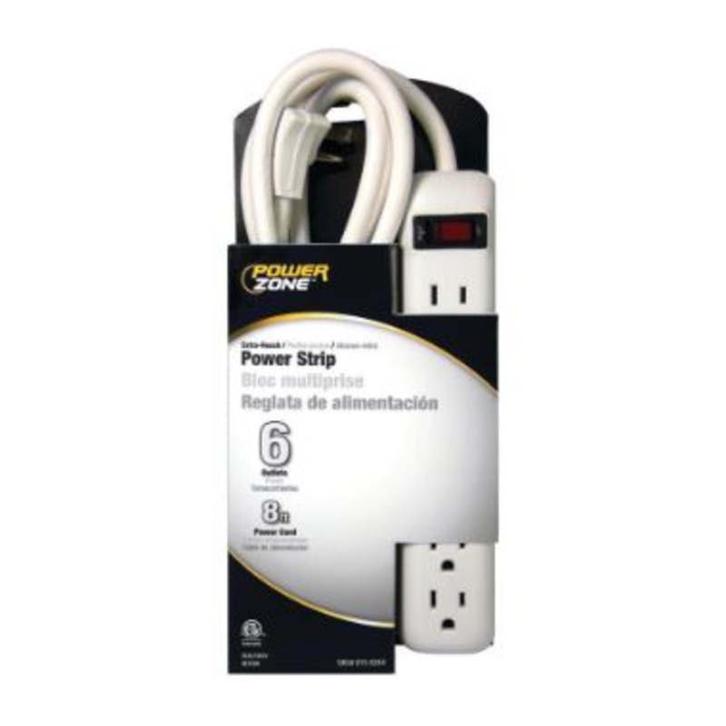 Power Zone 6-Outlet Power Strip w/8ft Cord