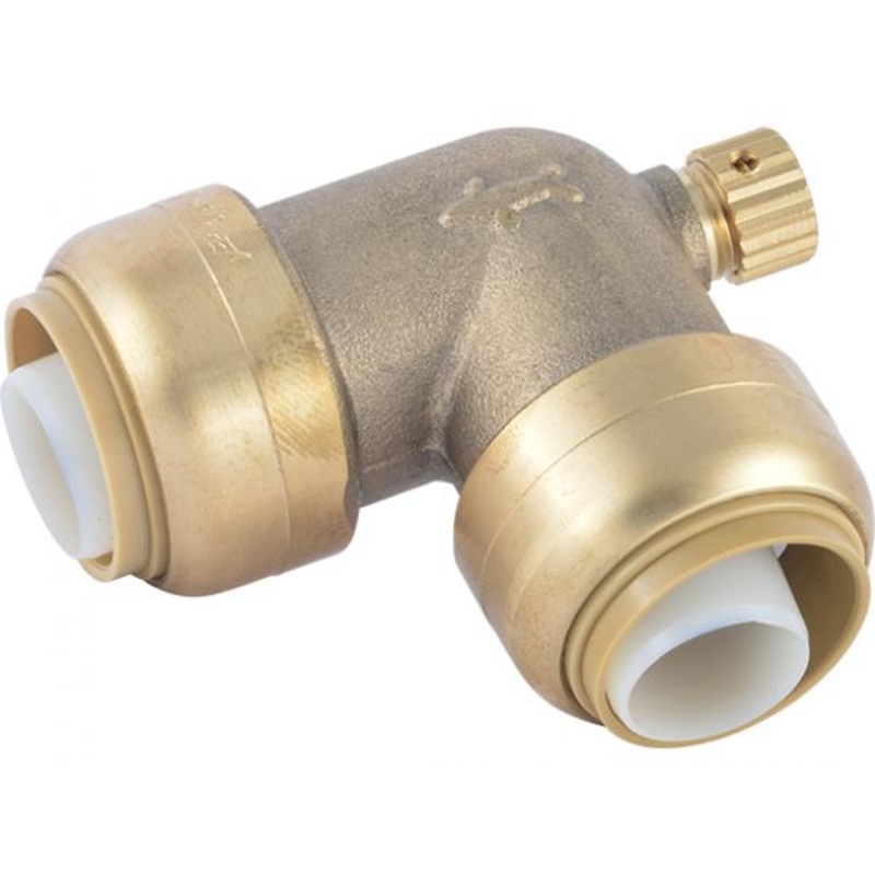 Sharkbite Brass Push 90 Elbow with Drain / Vent 3/4 in. x 3/4 in. x 1/8 in. NPSM (3/4 in. x 3/4 in. x 1/8 in. NPSM)
