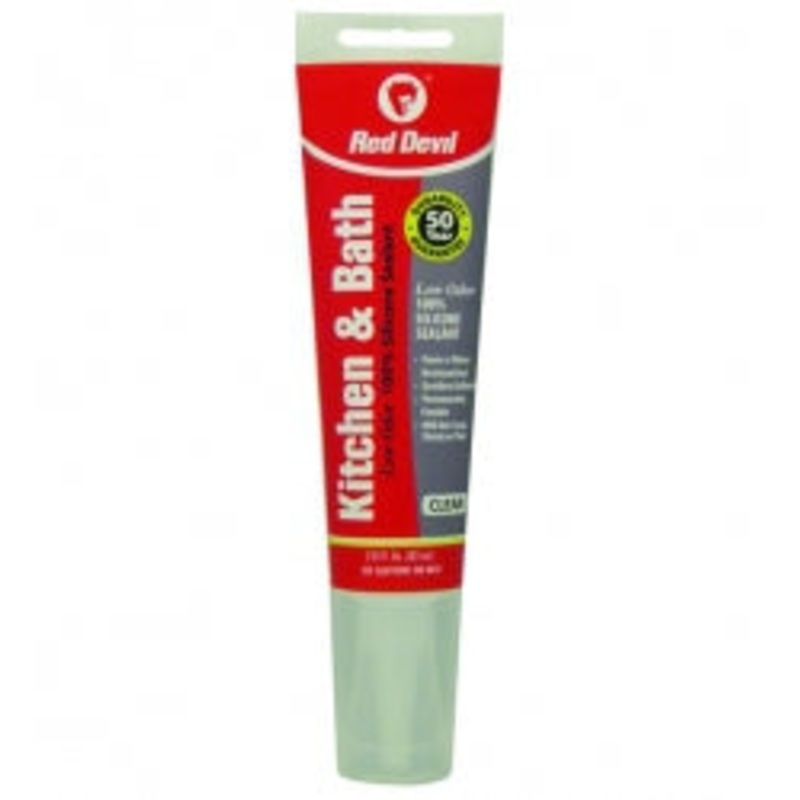 Red Devil Kitchen & Bath Low Odor Silicone Sealant Squeeze Tube (Clear) 2.8 fl. oz.