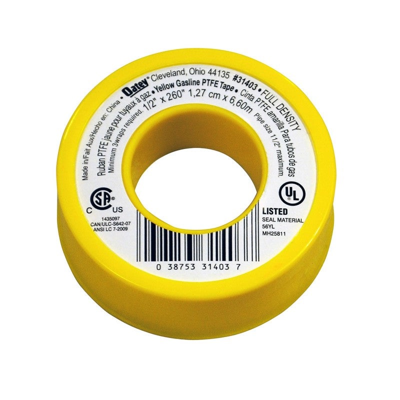 Oatey 1/2 in. x 260 in. PTFE Yellow Thread Seal Tape  Display