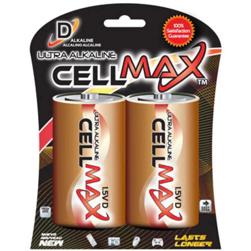 D CELL MAX ALKALINE BLISTER OF 2