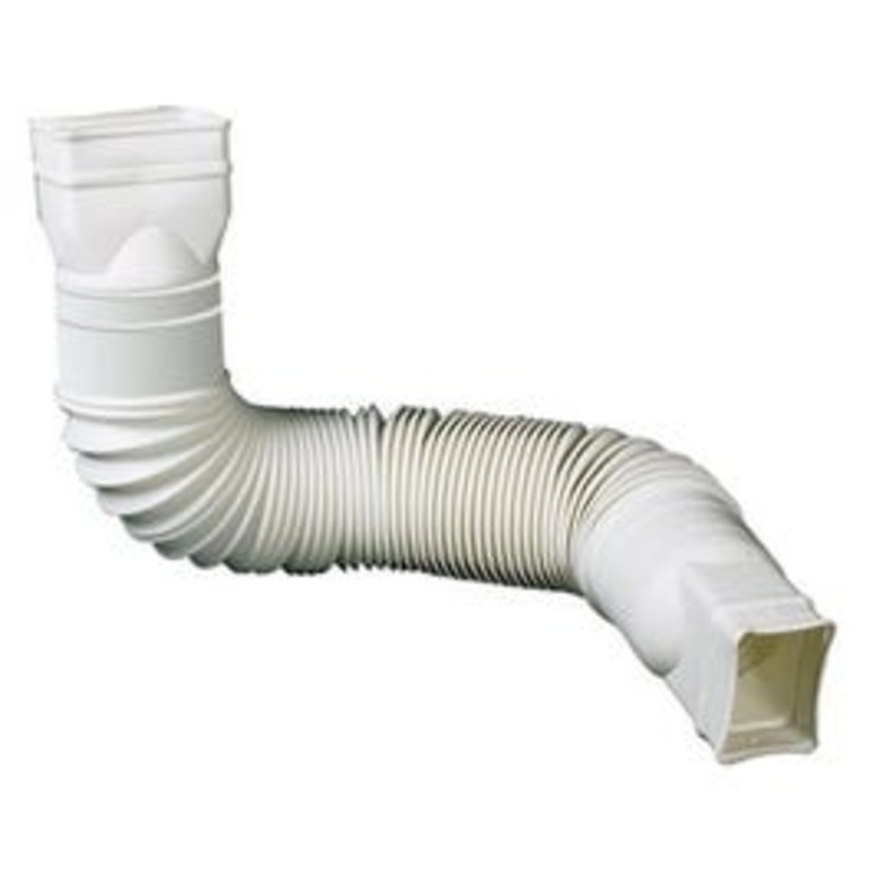 Downspout Extension, Flexible White Poly, Extends 24 – 55-In.
