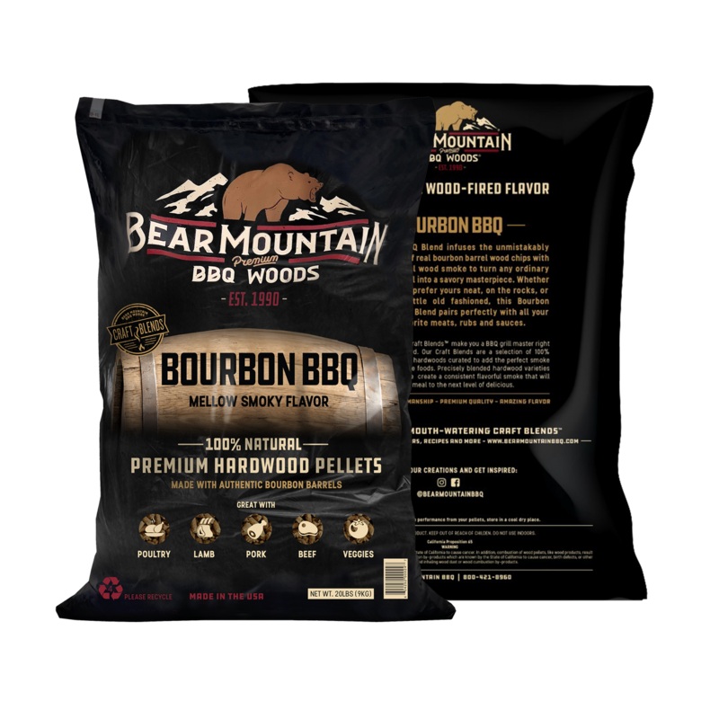 Bear Mountain Premium BBQ Woods Bourbon BBQ Craft Blends Wood Pellets 20 Lbs
