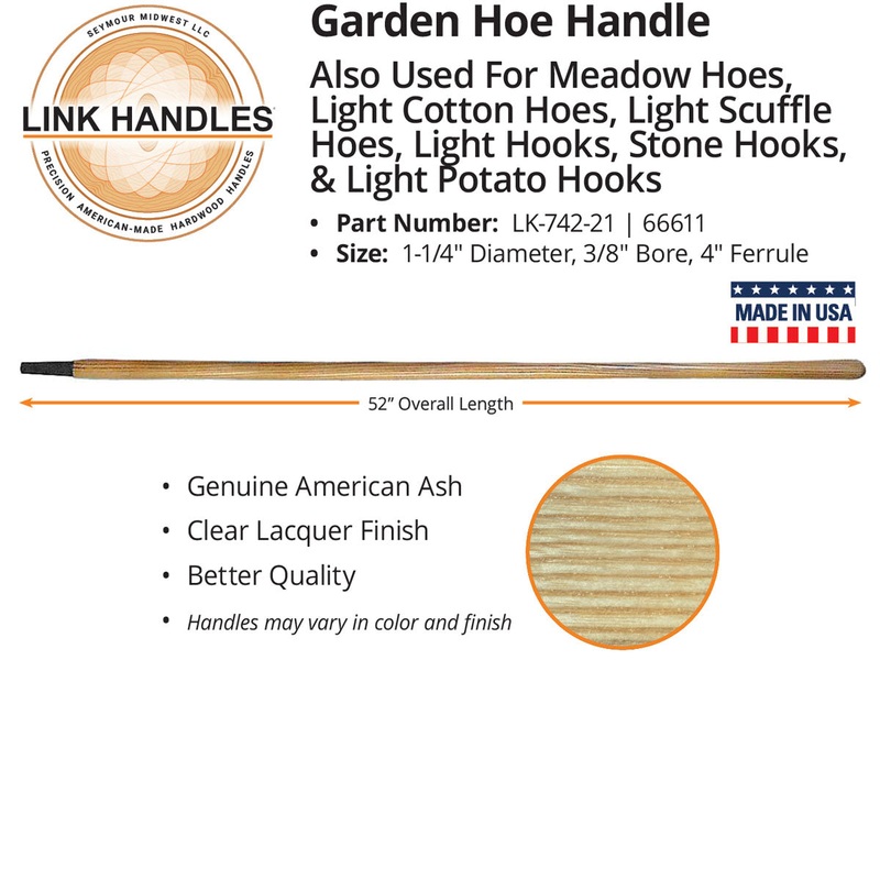 Seymour Link Handle 52 garden hoe Handle, 1/1/4 diameter, 3/8 bore, 4 ferrule