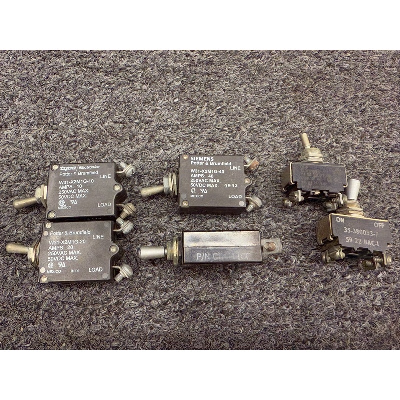 W31-X2M1G-10, 35-380053-7 Toggle Switch Set of 7 (Amps: 10, 15, 20, 40)