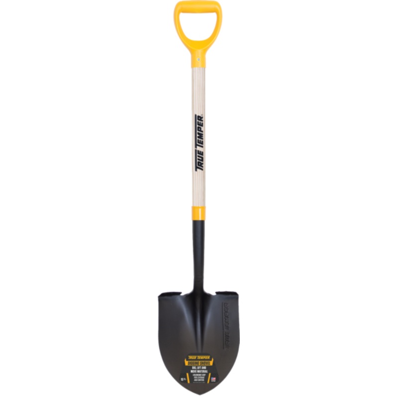 True Temper Forged Round Point Shovel With Comfort Step And D-Grip On Hardwood Handle