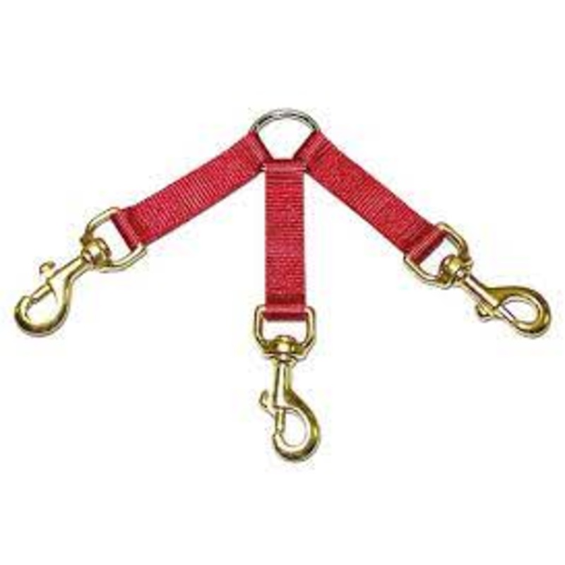 Leather Brothers Bravo Nylon 2-dog Couplet-Red