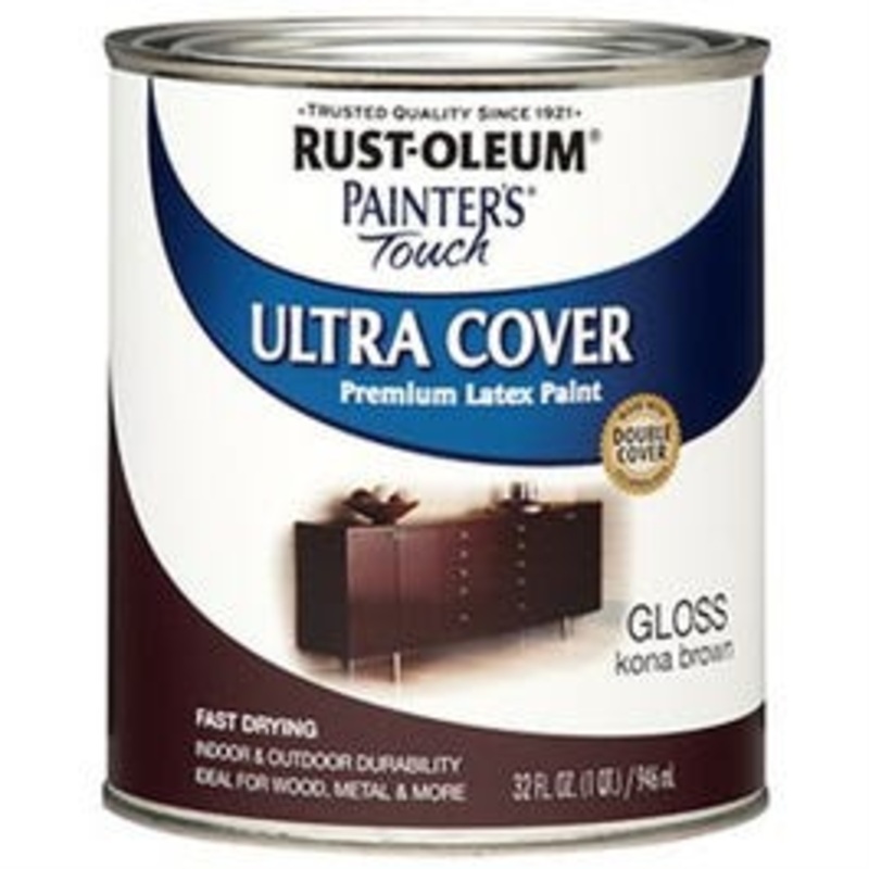 Painter’s Touch Ultra Cover Latex Paint, Kona Brown Gloss, 1-Qt.
