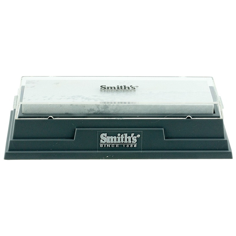 Smiths Products MBS6 Arkansas Bench Stone 6 Medium Arkansas Stone Sharpener Plastic Handle Gray