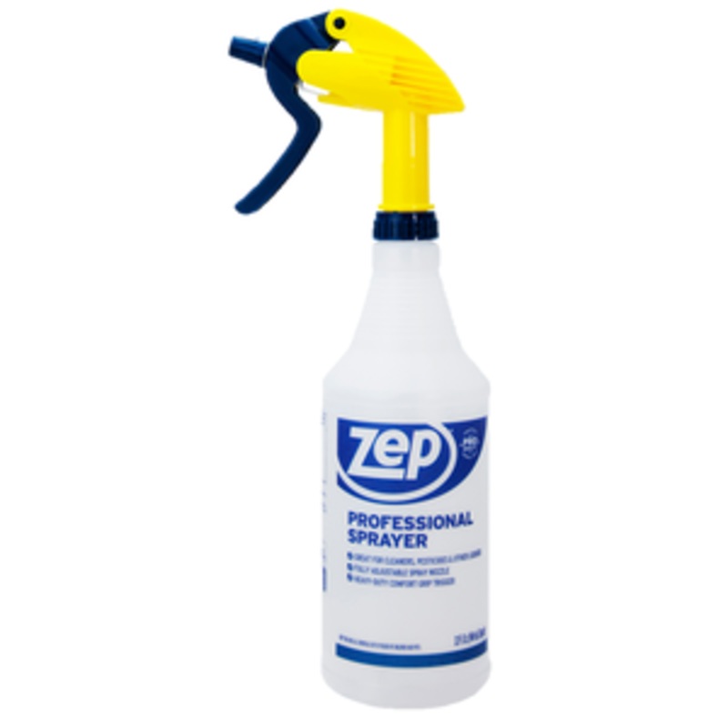 Zep Professional Spray Bottle W/trigger Sprayer, 32 Oz, Clear Plastic
