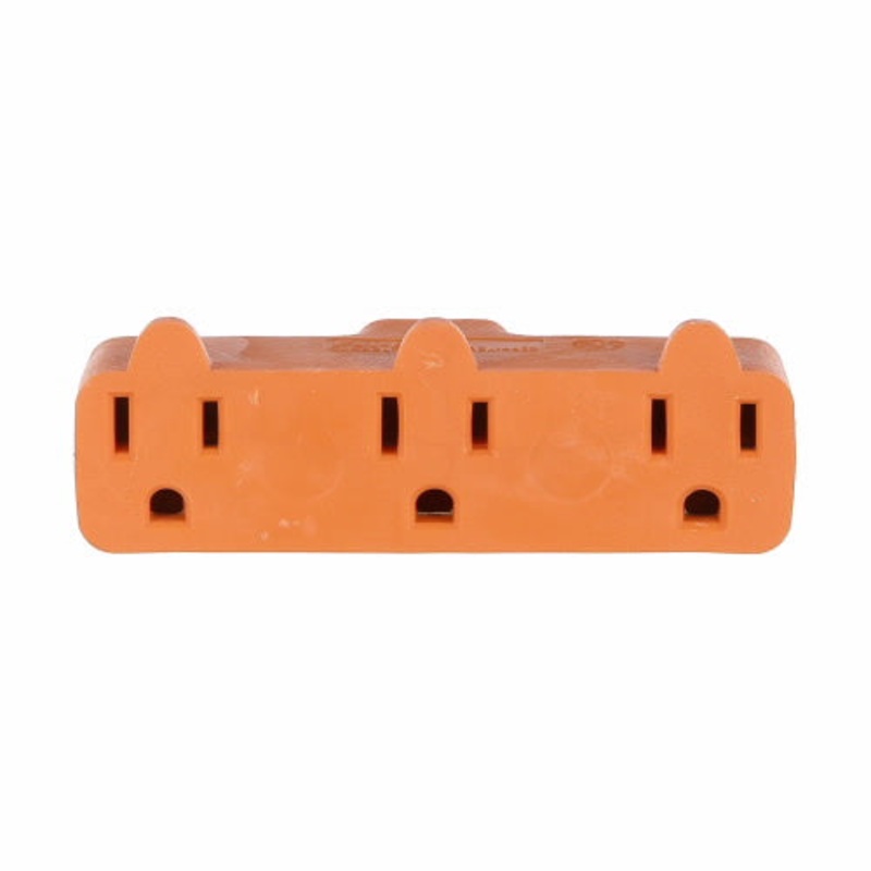 Eaton Cooper Wiring Three Outlet Cube Tap 15A, 125V Orange