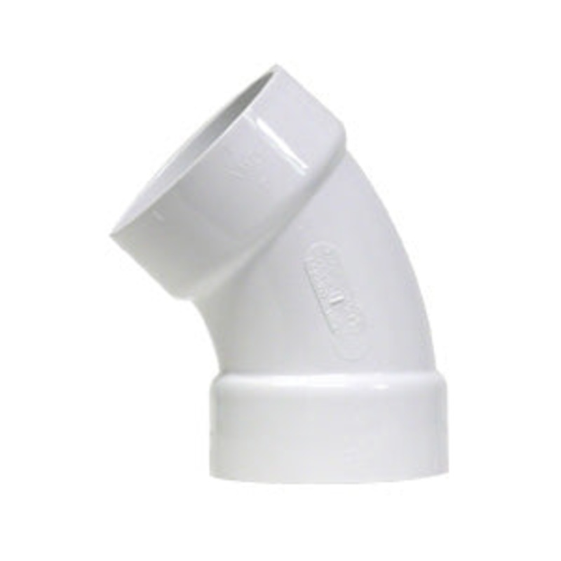 Canplas PVC DWV 45-Degree Bend HXH, 4.12-Inch, White