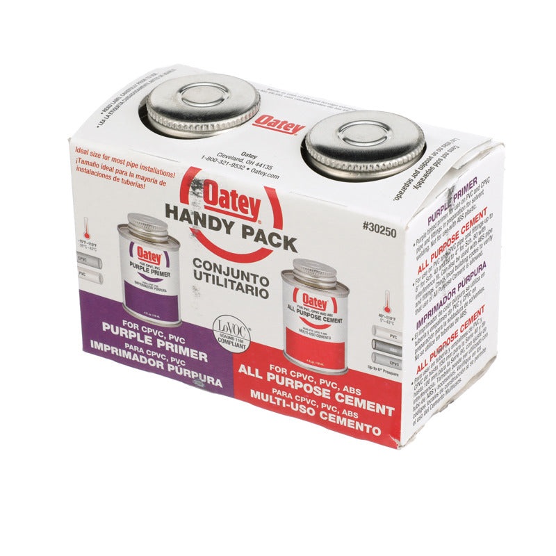 Oatey 4 oz. All-Purpose ABS, PVC and CPVC Clear Cement and Purple Primer Handy Pack