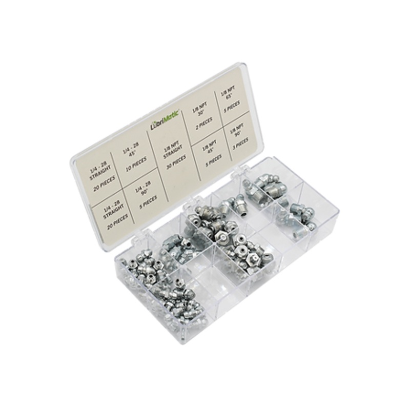 Lubrimatic 100 Piece 1/4-28 and 1/8 NPT Grease Fitting Kit