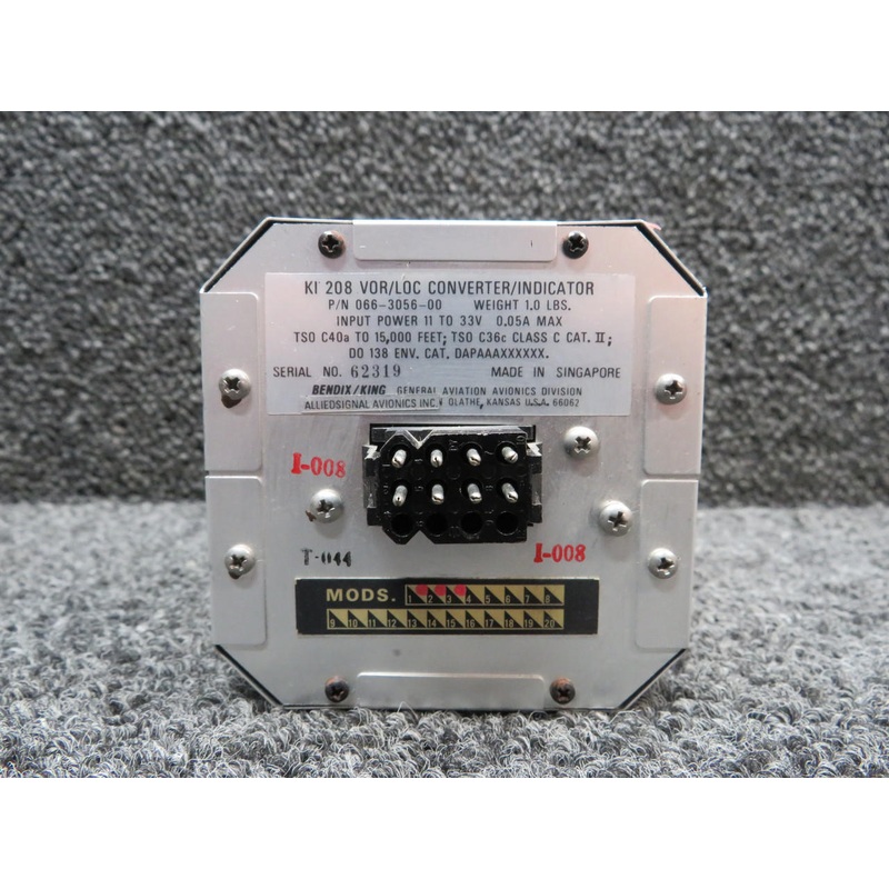 066-3056-00 Bendix KI-208 VOR-LOC Indicator with Mods (Volts: 11-33)