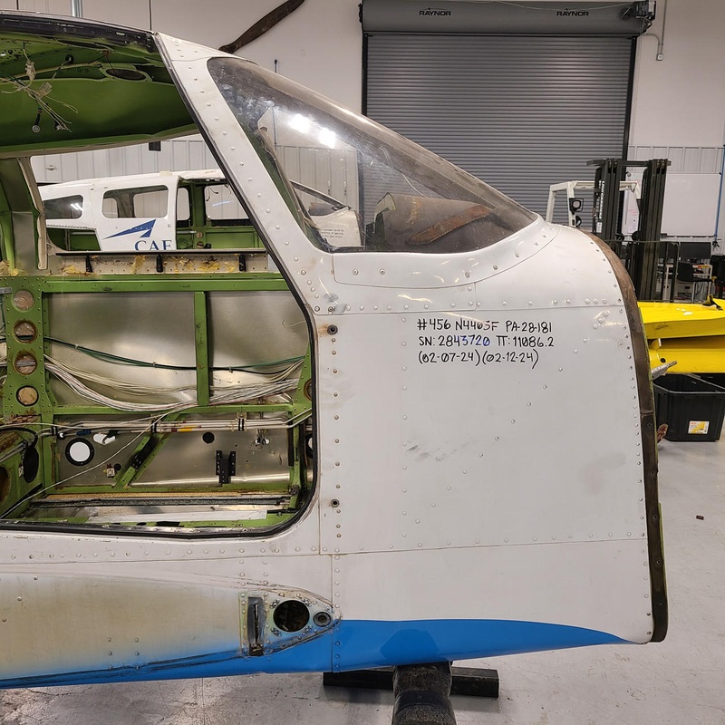 Piper PA28-181 Fuselage with Data Tag, Bill of Sale, Airworthiness, and Logs