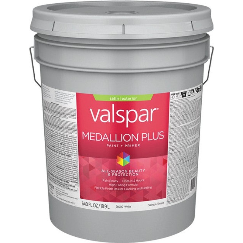 Valspar Medallion Plus Exterior Paint + Primer Satin 5 Gallon White Base
