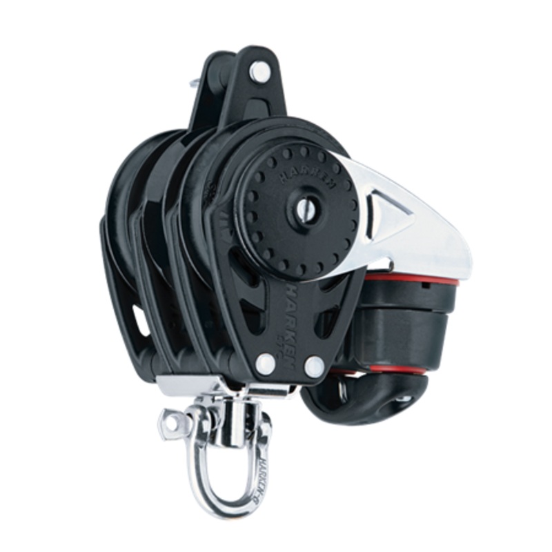 Harken 57 mm Triple Ratchamatic Carbo Air Block  Swivel, Becket, Cam Cleat