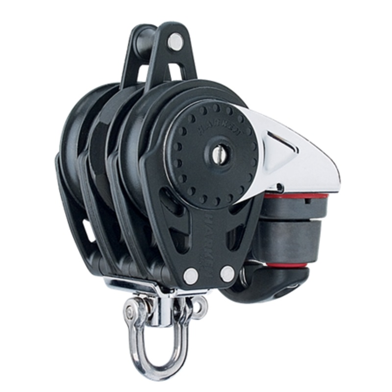 Harken 75 mm Triple Ratchamatic Carbo Air Block  Swivel, Becket, Cam Cleat