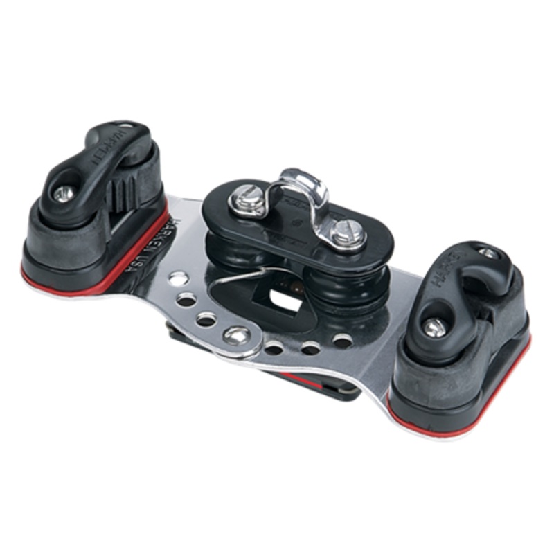 Harken 22 mm Small Boat CB Traveler Car  Fixed Sheaves, Cam Cleats