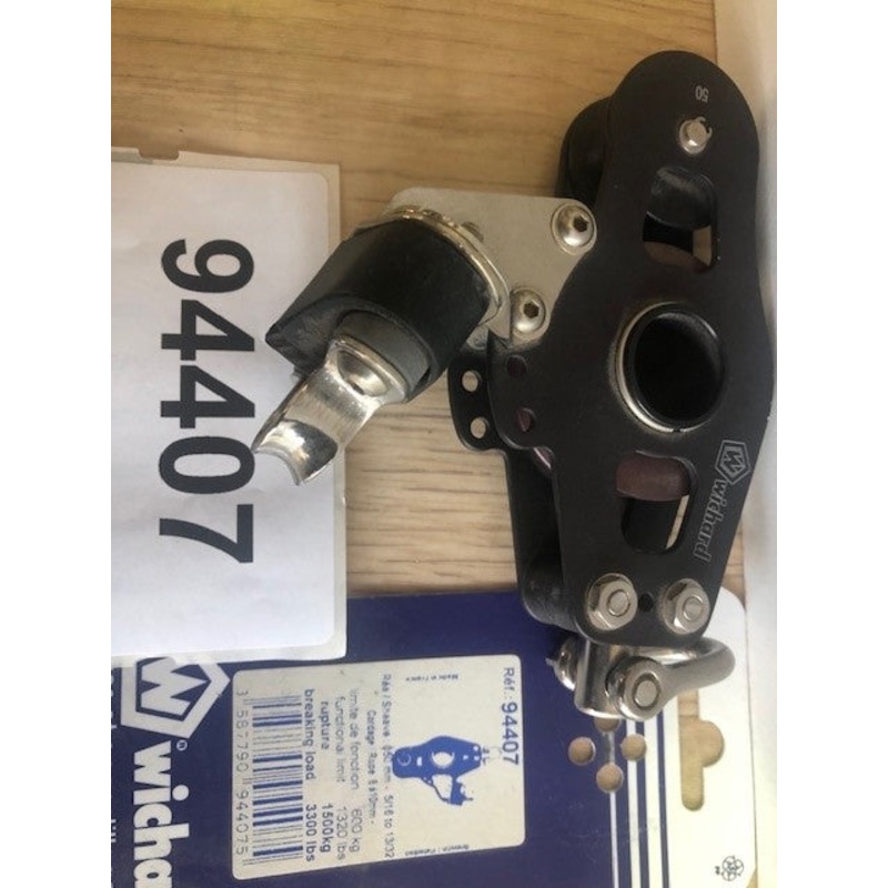Wichard 50mm Roller block Fiddle + cam + swivel shackle #94407