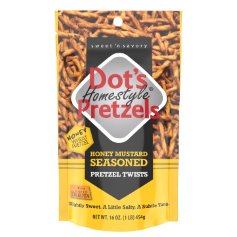 Dot’s Homestyle Pretzels 7002- DP Mustard Pretzel Twists, Honey, 16 oz