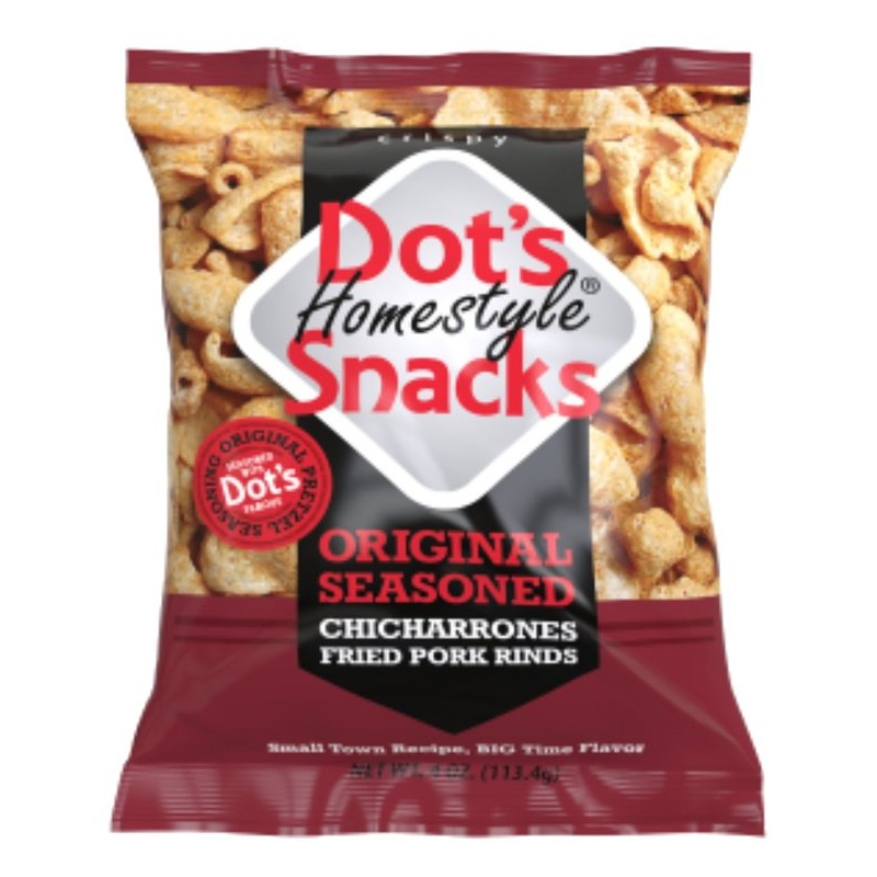 Dot’s Homestyle Pretzels 8001 Pork Strip Snack, Original Seasoned Flavor, 4 oz Bag