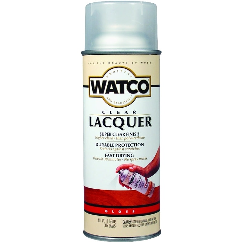 WATCO 63081 Lacquer Spray Paint, Gloss, Liquid, Clear, 11.25 oz, Aerosol Can