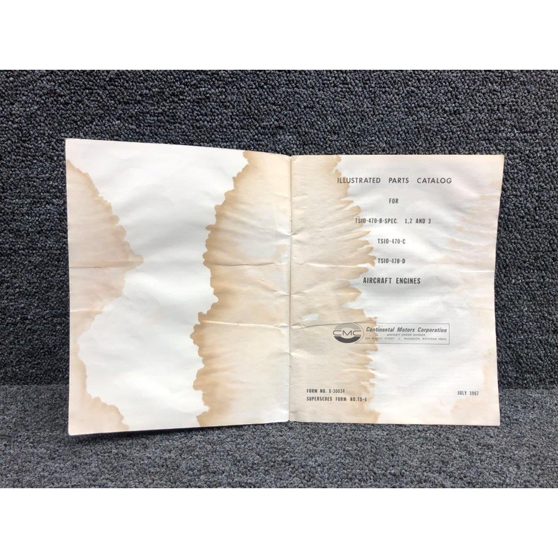 Continental TSIO-470-B / TSIO-470C / TSIO-470D Service Parts Catalog 1967