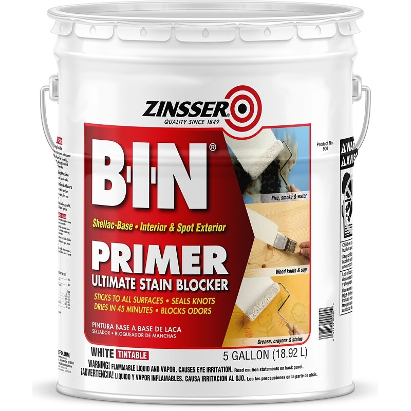 Zinsser 00900 Primer, Oil, Water Base, White, 5 gal