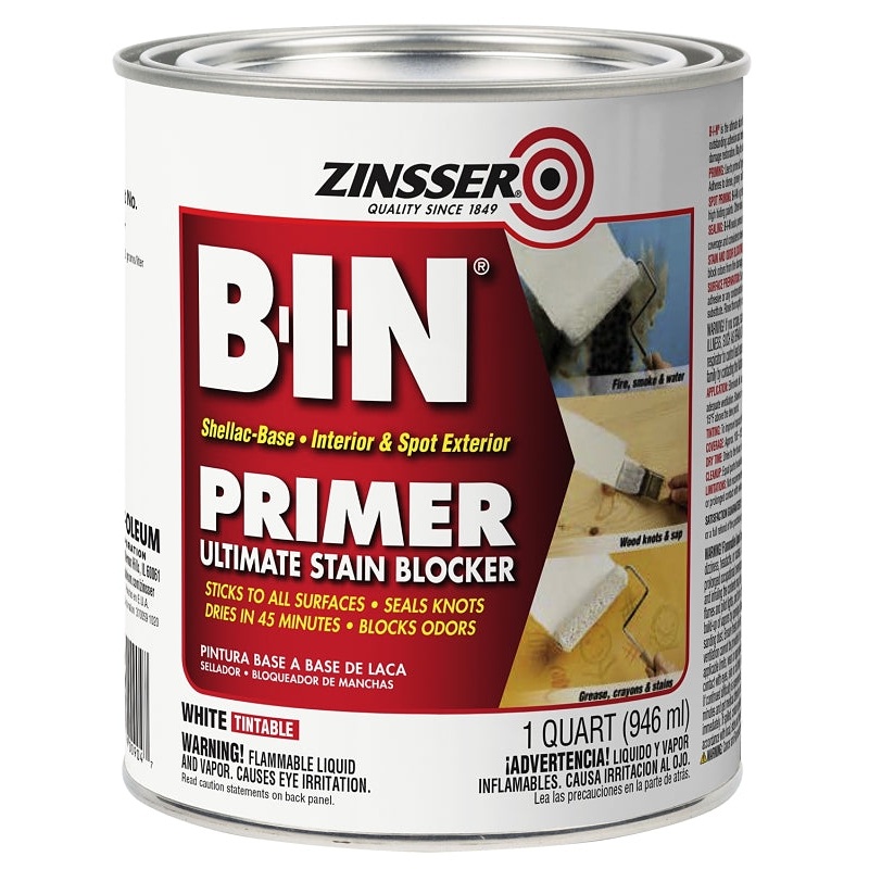 Zinsser 00904 Primer, Oil, Water Base, White, 1 qt
