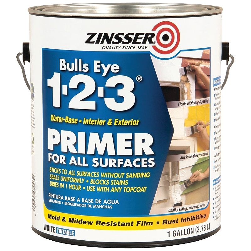 Zinsser 02001 Primer, 450 sq-ft/gal Coverage Area, White, 1 gal