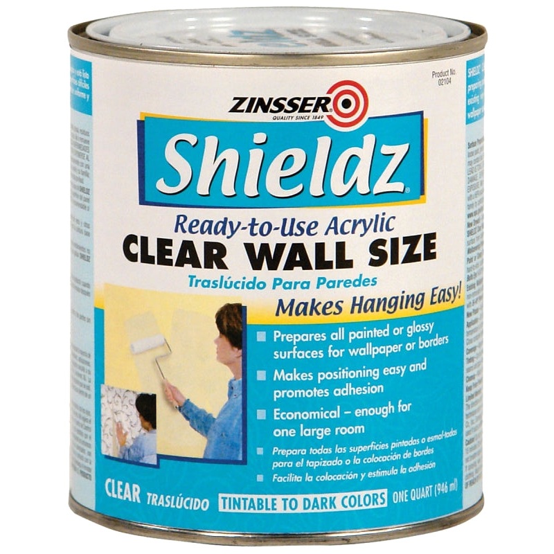 Zinsser 02104 Acrylic Wall Size, Clear, 1 qt, Gloss, Liquid