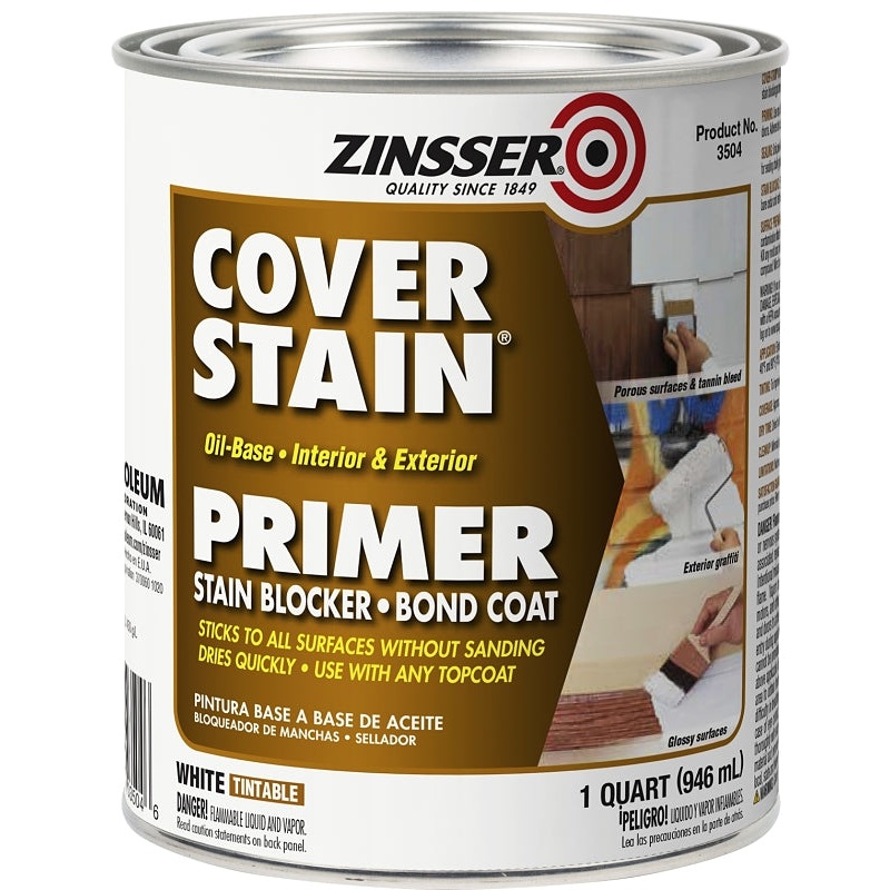 Zinsser 03504 Primer, Flat/Matte, White, 1 qt