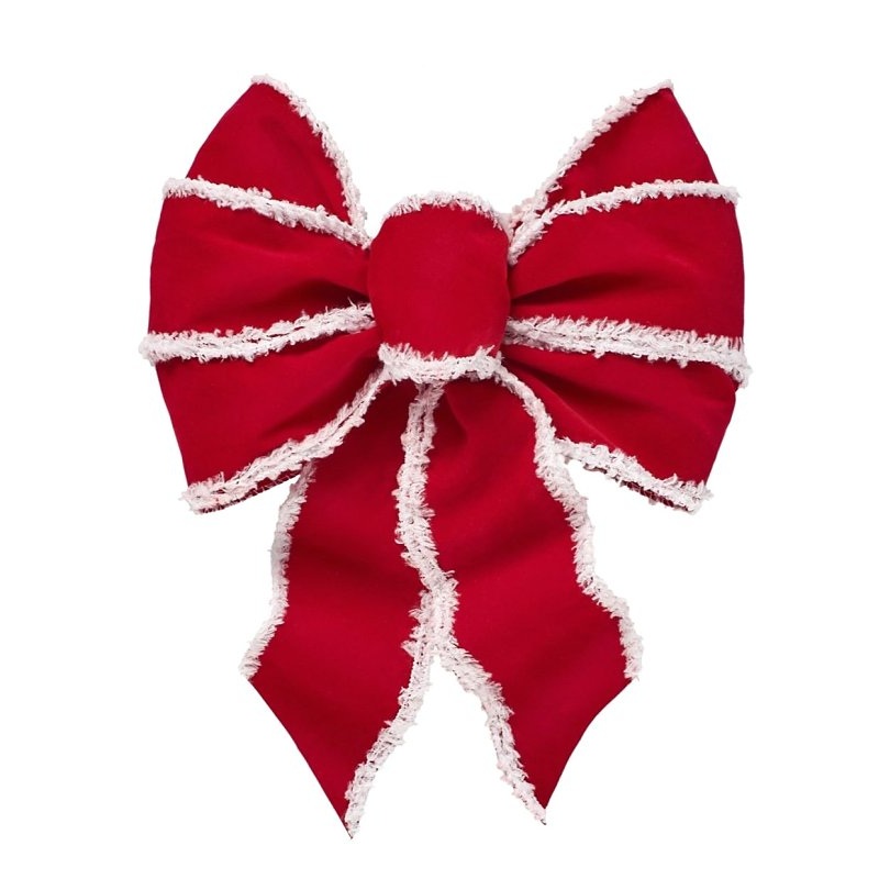 Holiday Trims 6115 Santa’s Favorite Wired Bow, Red White/White Trim, 8.5 in x 14 in