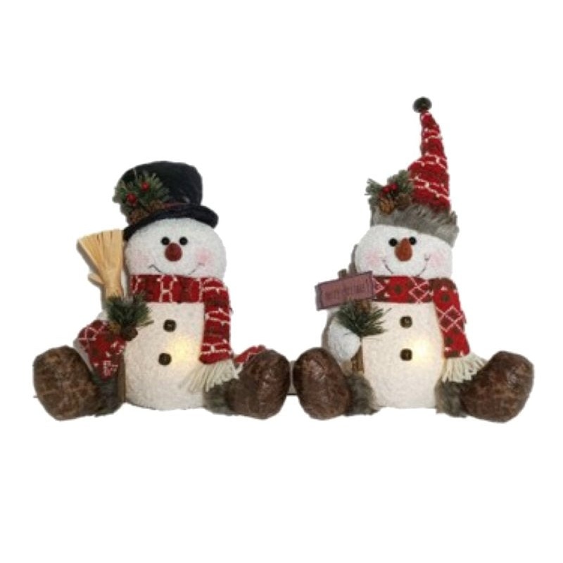 Santas Forest 48905 LED Sitting Snowman, B/O, 13 in