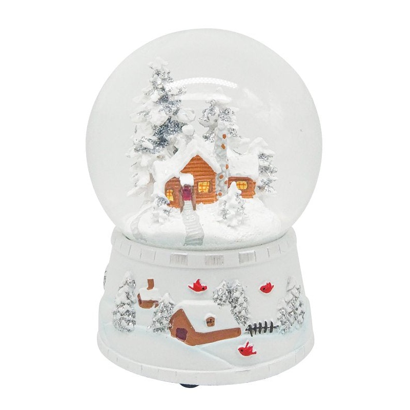 Santas Forest 92907 Farm House Water Snow Globe, 5.33 in H, Glass/Resin, White