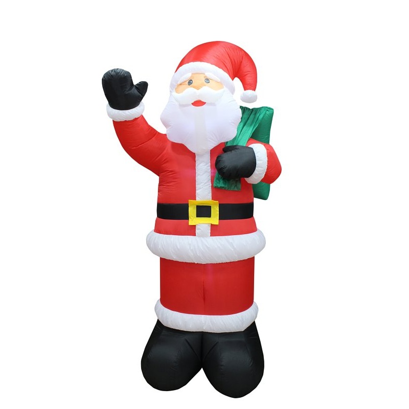 Santas Forest 90951 Inflatable Waving Santa, 8 ft, Polyester, Red, Internal Light/Music: Internal Light