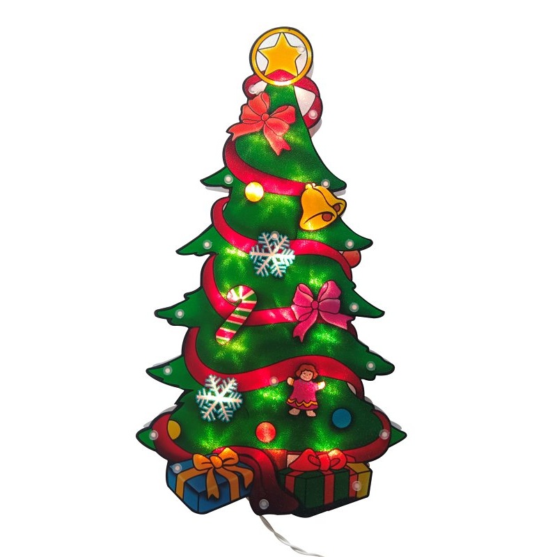 Santas Forest 60981 Christmas Trees, 9 in W, Plastic, Colorful, Mini Bulb, Internal Light