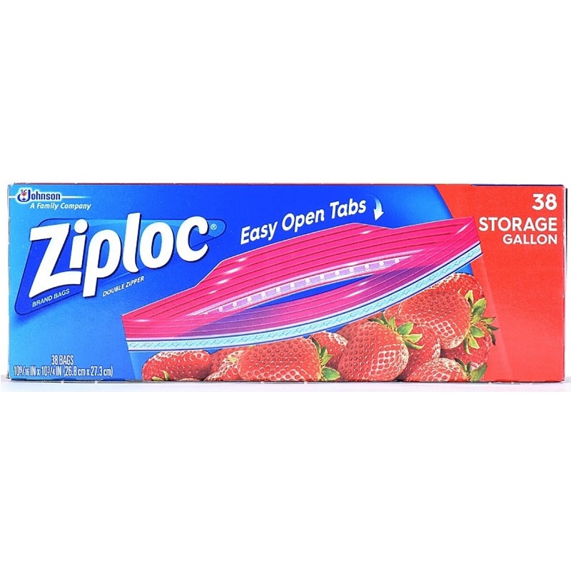 Ziploc 320 Series Storage Bag, Double Zipper Closure, 10-3/4 in W, 10-9/16 in L, 1 gal Capacity, Plastic