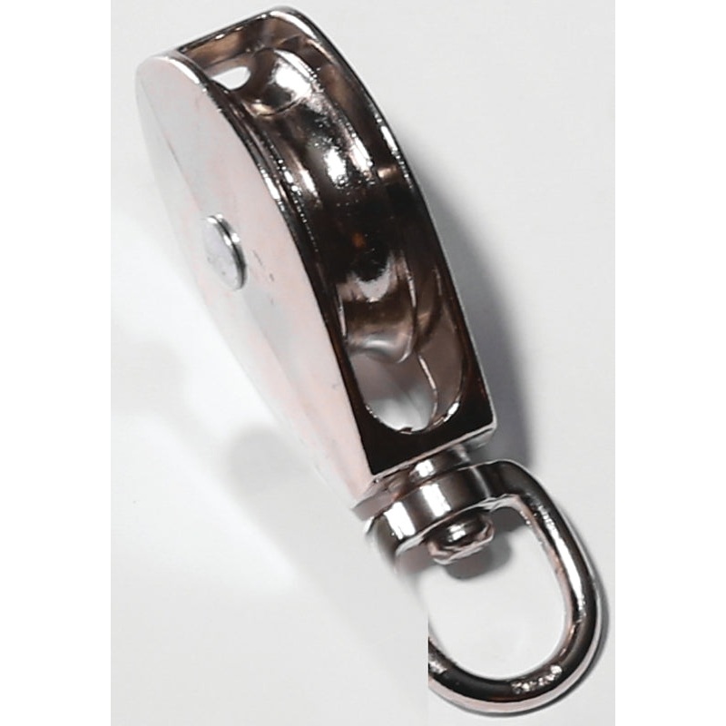 Baron 0173ZD-1/2 Rope Pulley, 5/32 in Rope, 25 lb Working Load, 1/2 in Sheave, Nickel