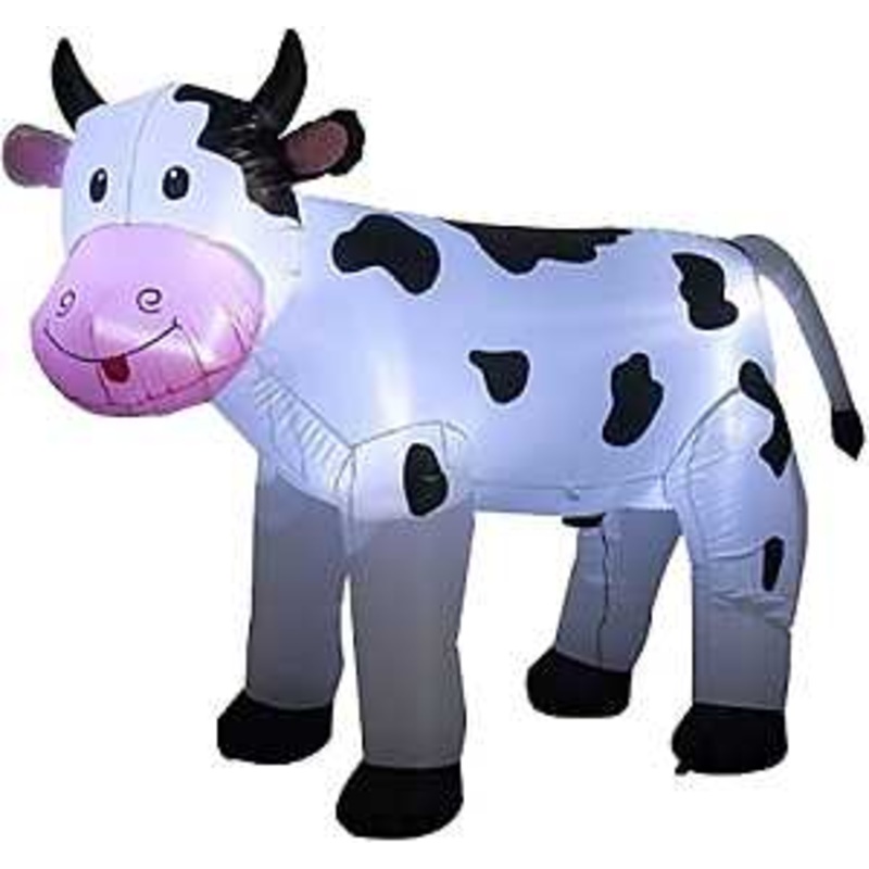 Santas Forest 90812 Inflatable Cow, 5 ft H, Polyester, Black/White
