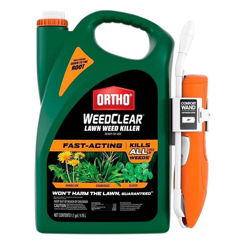 Ortho WeedClear 0446505 Ready-To-Use Lawn Weed Killer, Liquid, Spray Application, 1.1 gal Jug