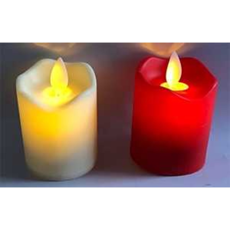 Hometown Holidays 25317 Votive Candle, Red/Ivory, LR44 Battery, Warm White