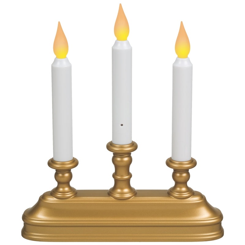 Xodus Innovations FPC1330B Candle, 10-1/4 in H Candle, Antique Brass/White Candle, D Alkaline Battery, LED Bulb
