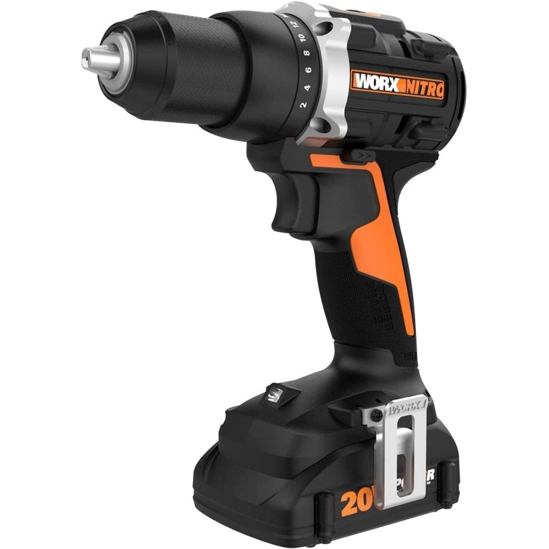 Worx Nitro Series WX102L Cordless Drill/Driver, Battery Included, 20 V, 2 Ah, 1/2 in Chuck, Ratcheting Chuck