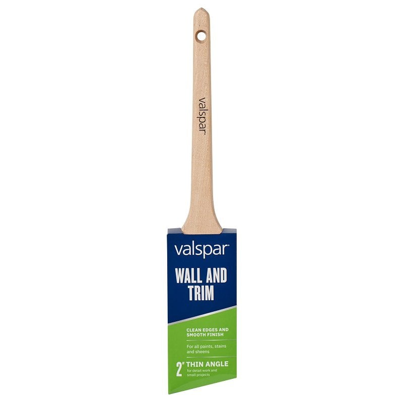 Valspar Wall and Trim Series 882545300 Thin Sash Brush, Wood Handle, 2 in W, Angle Brush, Polyester Bristle, 1 PK