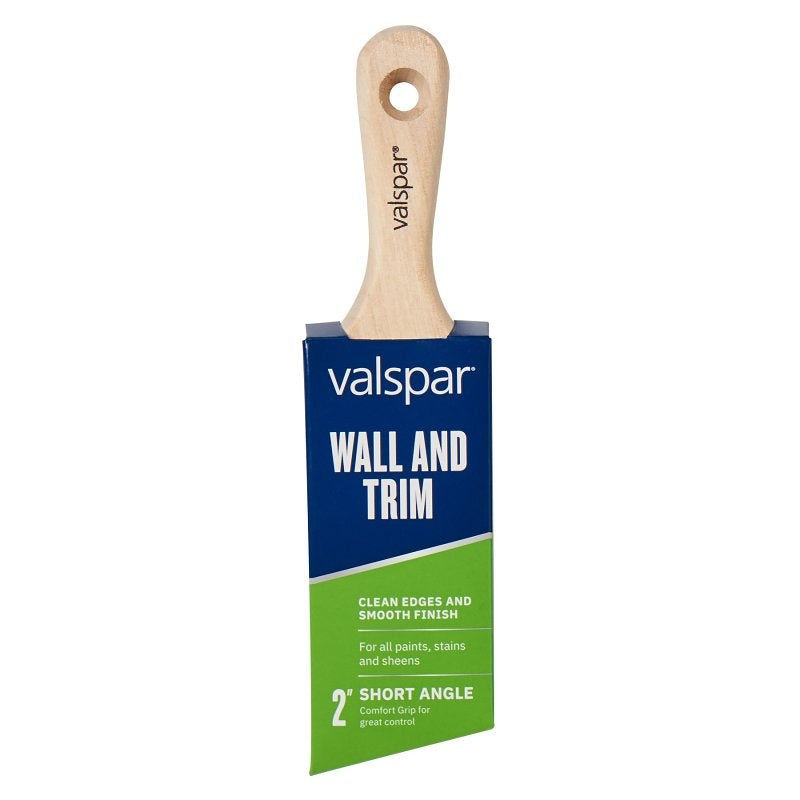 Valspar Wall and Trim Series 882566350 Sash Brush, Wood Handle, 2 in W, Angle Brush, Polyester Bristle, 1 PK